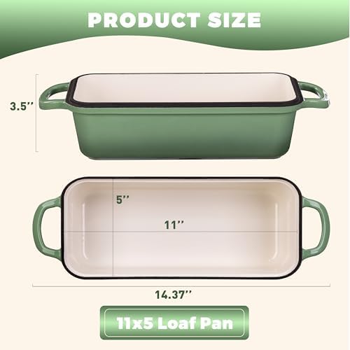 Cast Iron Loaf Pan with Lid, 11x5 Inch 5.8 Qt Sourdough Pan