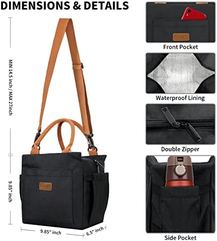 Joymee Insulated Lunch Box With Adjustable Strap Large - Black