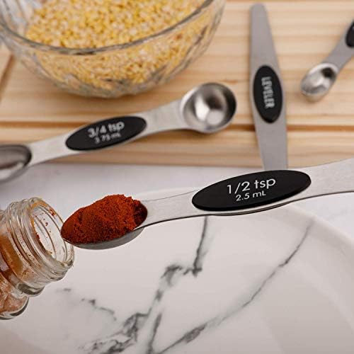 Magnetic Measuring Spoons Set of 6 Stainless Steel Dual Sided Teaspoon