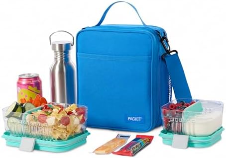 PackIt Freezable Crossbody Lunch Box, Azure Blue