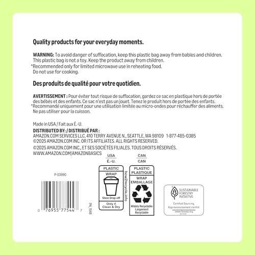 Amazon Basics Everyday Paper Plates, 8.62 Inch, Disposable, 200 Count, Packaging May Vary