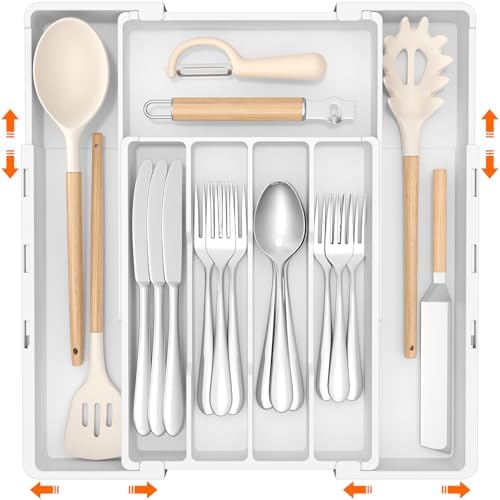 Lifewit Expandable Silverware Drawer Organizer, Utensil Tray for Kitchen