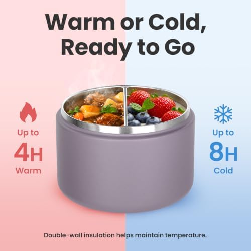 Pawtong 12oz Insulated Vacuum Food Jar with Buckle Lid Wide Mouth Soup Thermo for Hot Food Kids Leakproof Stainless Steel Lunch Container