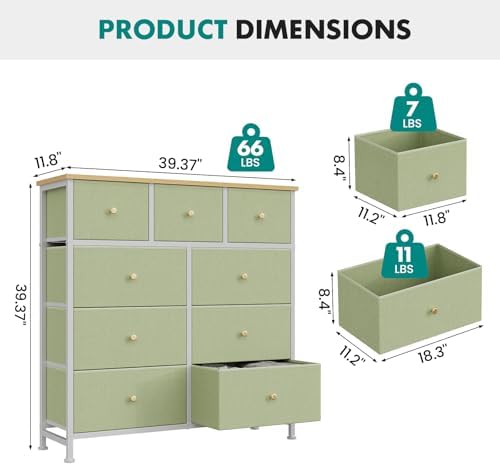 OLIXIS 9 Drawer Tall Dresser for Bedroom, Closet Organizers and Storage