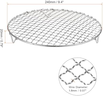 HARFINGTON 2pcs Round Cooking Rack 9.4-inch 201 Stainless Steel Cross Wire Barbecue Grill Net with 20mm Legs for Cooking Baking Steaming BBQ