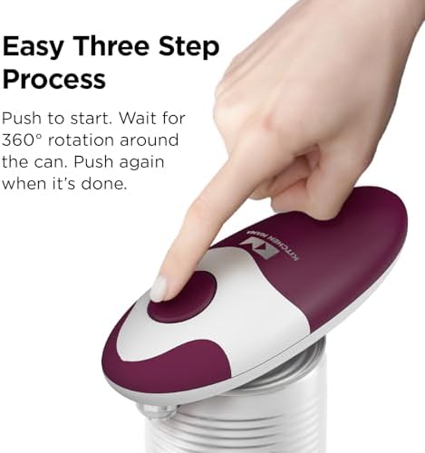 Kitchen Mama Auto 2.0 Electric Can Opener, Cordless, Burgundy Mist