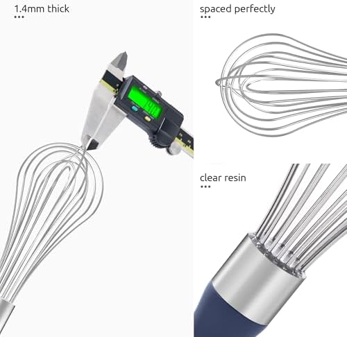 U-Taste Wire Whisk for Cooking, 18/10 Stainless Steel Wisk, M/Midnight Blue