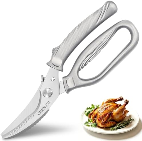 CHEN-KE Rust Resistant Heavy Duty Multipurpose Kitchen Shears-Silver
