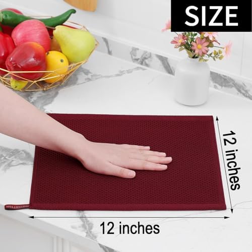 Homaxy 100% Cotton Waffle Weave Kitchen Dish Cloths 24-Pack, Burgundy