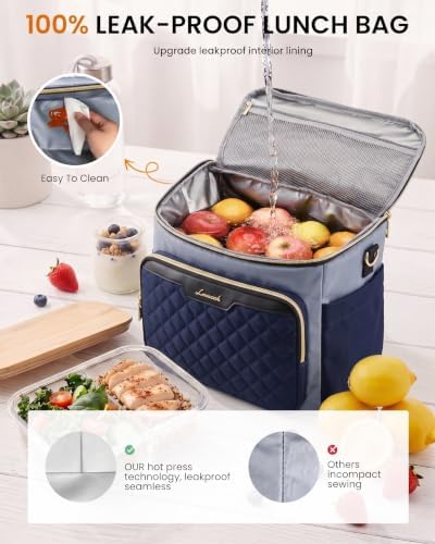 LOVEVOOK Lunch Box for Women, Wide Opening Cute Insulated Lunch Box Bag