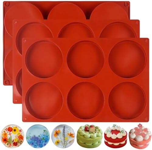 4Inch Round Silicone Mold for Baking, 3Pcs Silicone Muffin Top Pans for Baking Muffin Top, Whoopie Pie, Sandwiches, Hamburger (3Pcs(0.78Inch Deep))