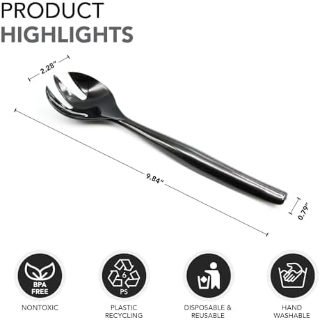 Party Essentials Disposable Heavy Duty Plastic Serving Utensils for Buffets Events Parties, 4-Sets of Spoons/Forks/Tongs, Black