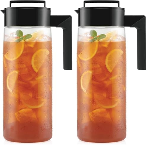 Takeya Patented and Airtight Pitcher Made in the USA, BPA Free, 2 qt, Black (Pack of 2)