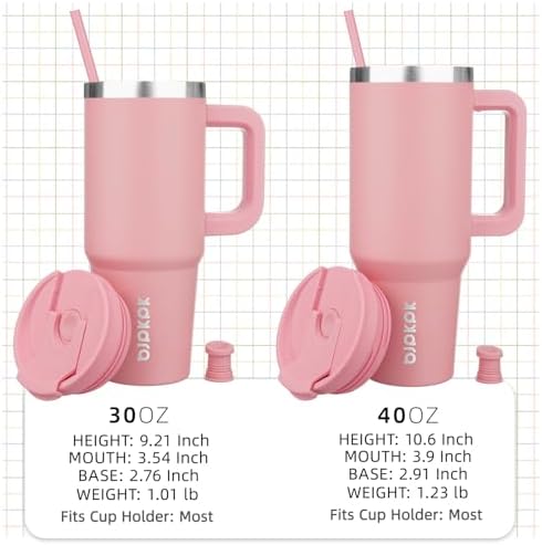 BJPKPK 30 oz Insulated Tumbler with Handle & Straw, Stainless Steel