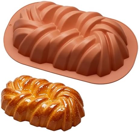 1 Pcs Silicone Cake Molds, Nonstick Bread Loaf Pans for Jello, Bread, Cheese Cake, Pastry, Loaf, Tart Pie, Brownie, Chocolate(Terracotta Color)