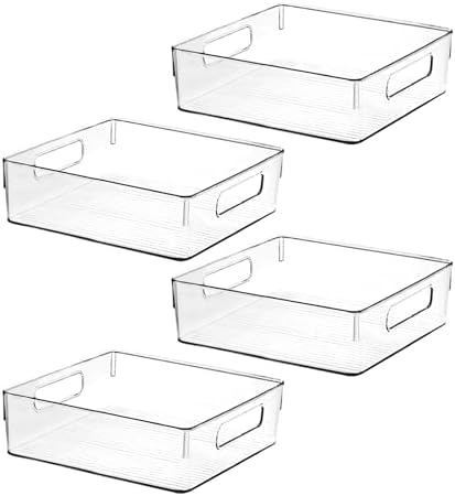 Clear Plastic Storage Bins, Pantry Organizers and Storage, Kitchen Organization and Storage Containers Bins for Organizing, Fridge, Freezer, Bathroom, Pantries, Medicine Cabinet Organizer Bin