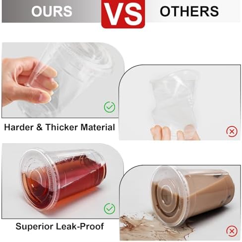 100 Pack 20 oz Plastic Cups, Clear Disposable Iced Coffee Cups