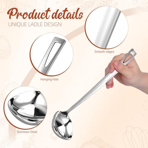 Kichvoe 316 Stainless Steel Soup Ladle Square Head Kitchen Serving Spoon