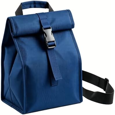 ZM-YOUTOO Insulated Foldable Lunch Bag- Lightweight Portable with Adjustable Shoulder Strap Lunch Box for Men, Women, Office, Work, Picnic, Hiking and Beach (Navy Blue(Soft Fabric))