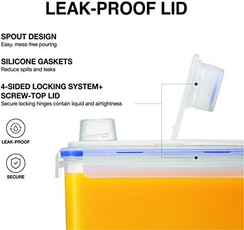 LocknLock Aqua Fridge Door Water Jug | Clear Pitcher | BPA Free Plastic Pitcher with Lid | 1 Gallon Pitcher with Lid for Water, Juice, Tea & More Beverages, Clear