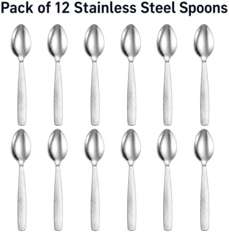 Stainless Steel TEA/COFFE AND Spice Box Spoons Set of 12 (Silver) (Small Tea spoon)