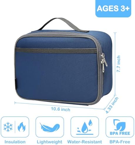 FlowFly Kids Lunch box Insulated Soft Bag Mini Cooler Back to School Thermal Meal Tote Kit for Girls, Boys,Cyan
