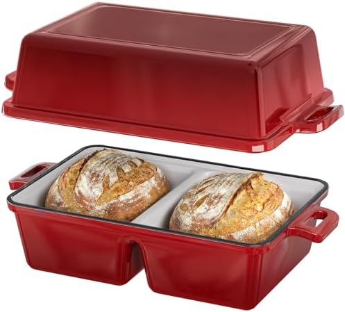 Double Dutch Oven for Sourdough Bread Baking, Enameled Cast Iron Dutch Oven