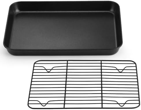 P&P CHEF Nonstick Baking Oven Pan with Rack for Cookie, 10.4 x 8 Inch