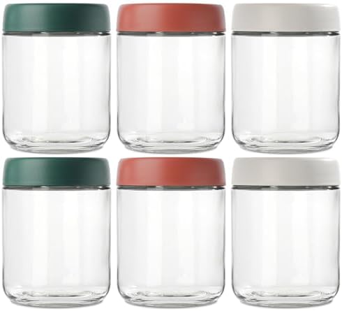 DIMBRAH Overnight Oats Containers with Lids, Mason Jars 16oz with Lids - Set Of 6, Practical Oatmeal Container to Go, Chia Seed Pudding Jars