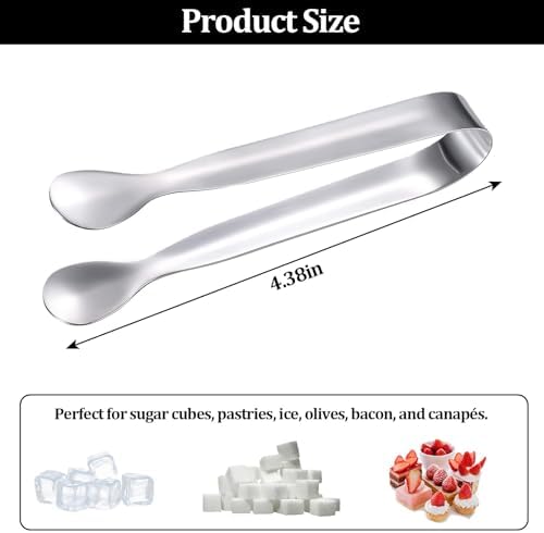 16 Pack Mini Sugar Tongs Stainless Steel Mini Serving Tongs Appetizer Tongs for Candy Buffet, Tea Party, Wedding Ice Tongs for Small Foods, Ice Cubes, Canapés