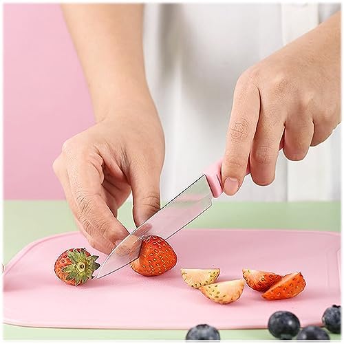 4‑Piece Mini Travel Cutting Board Set with Knife, Scissors & Peeler (Pink)