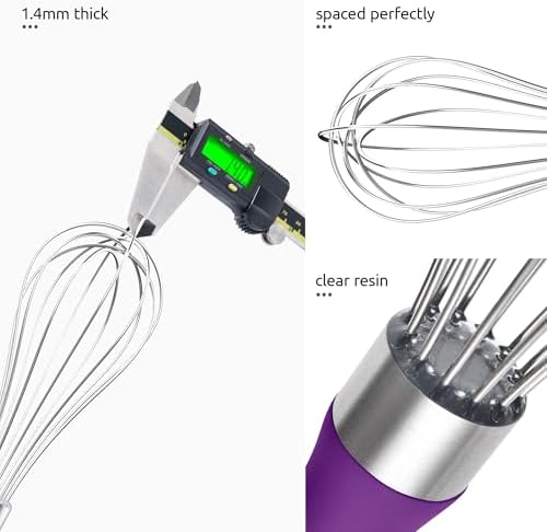 U-Taste Wire Whisk for Cooking, 18/10 Stainless Steel Balloon Wisk,S/Purple