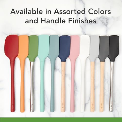 Tovolo Spoon Spatula Spoonula All Silicone Ergonomic Handle Grip, Silicone Scoopula Kitchen Utensil Non Scratch Easy Clean Dishwasher Safe Heat Resistant Flex Core Scoop Spatula, Blue Slate