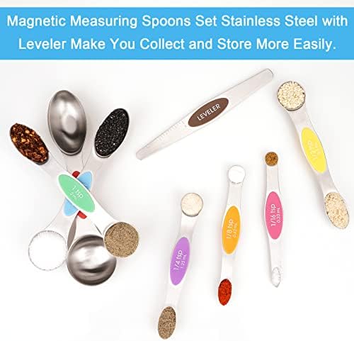 Aovchei 8 pcs Multi-Color Magnetic Measuring Spoons Set