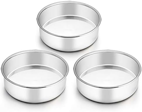 TeamFar 6 Inch Cake Pan, Stainless Steel Round Smash Cake Pan Baking Pans
