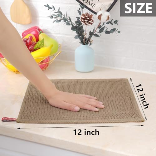 Homaxy 100% Cotton Waffle Weave Kitchen Dish Cloths 24-Pack, Tan