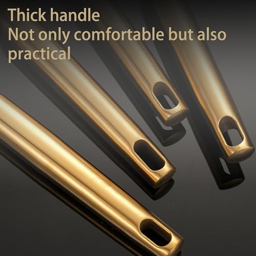 Gold Soup Ladle & Spaghetti Spoon Set, 18/10 Stainless Steel