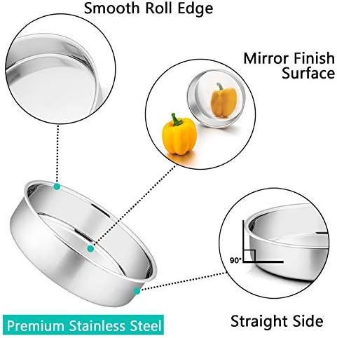 P&P CHEF Cake Pan Set of 3, 6" + 8" + 9.5" Round Baking Layer Cake Pan Tin