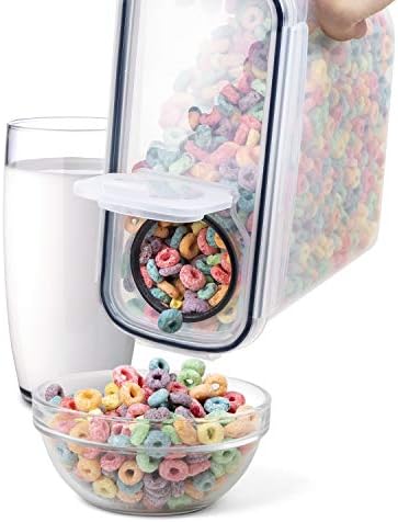 FOOYOO Cereal Containers Storage Set - 6 Piece Airtight Large Dry Cereal Storage Containers(4 * 4L+2 * 2.5L), BPA Free Dispenser Plastic Cereal Storage Containers with 16 Labels & Pen