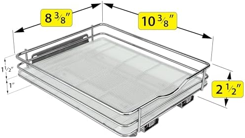 LYNK PROFESSIONAL® Pull Out Spice Organization for Cabinets - 8-3/8 inch Wide – Spice Rack for Inside Cabinets, Slide Out Spice Rack Organizer for cabinet – Pull Out Spice Rack, Sliding 1 Tier Chrome