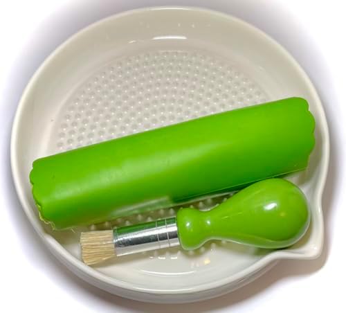 BonCera, Premium Ceramic Garlic Grater Plate Set - Large White Modern