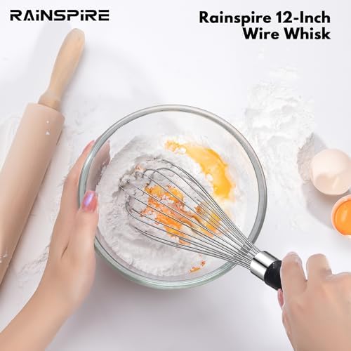 Whisk for Cooking Reinforced Anti-Break Handle Stainless Steel 3Pack Black