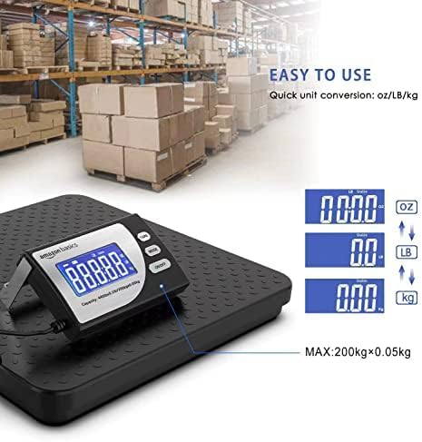 Amazon Basics Digital Shipping Postal Scale with Tare Function, Heavy Duty Weighing Platform 1 Ounce Readability, Portable, Black, 660 lb Capacity (Pack of 5)
