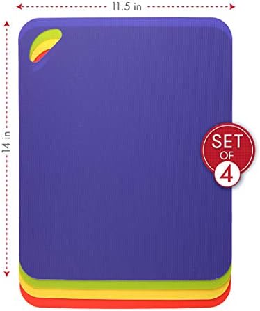 Dexas Heavy Duty Grippmat Flexible Cutting Board Set of Four, 11.5 x 14 inches, Blue, Green, Yellow and Red,6554PK