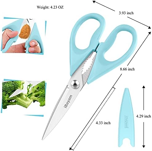 iBayam 8.7" Heavy Duty Kitchen Scissors All Purpose 2-Pack –Pistachio/Blue