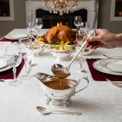 KEAWELL Premium Luxury 2-Piece 7.5-Inch Gravy Ladle Set (2, Silver)