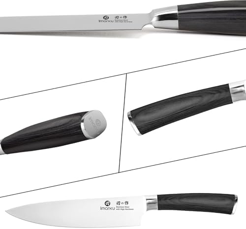 imarku 8 Inch Japanese SUS440A Stainless Steel Gyutou Chef Knife, Black