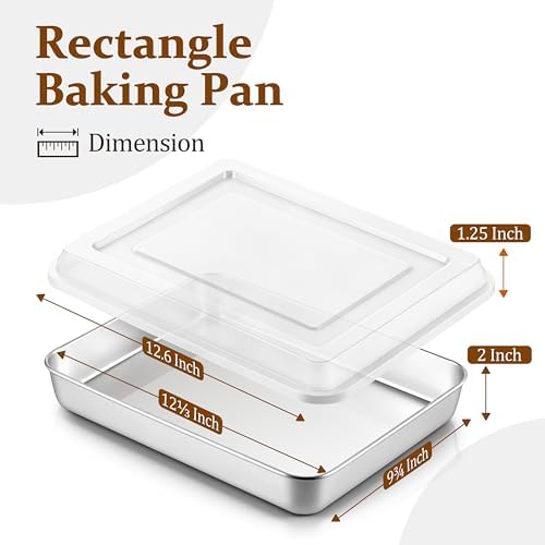 LIANYU Baking Cake Pan Set with Lid, 12⅓ x 9¾ x 2 Inch Lasagna Brownie Pan