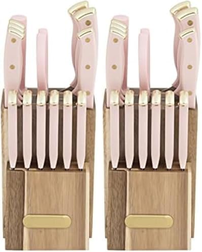 Farberware Kitchen Knife Block Set with Black Soft-Grip Handles and Graphite Block - with Chef Knife, Steak Knives, Shears and Sharpening Steel, 15-Piece (Pack of 2)