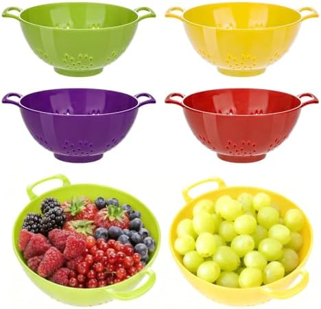 4pcs Small Colander Set, 7.5in Mini Colander, Plastic Food Strainer with Double Handles for Fruits, Vegetables, Pasta - Send Goods from Local Warehouse